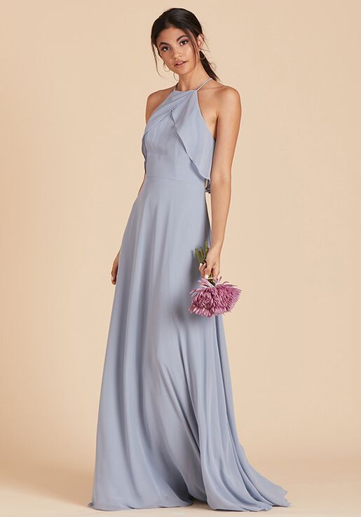 dusty grey blue bridesmaid dresses