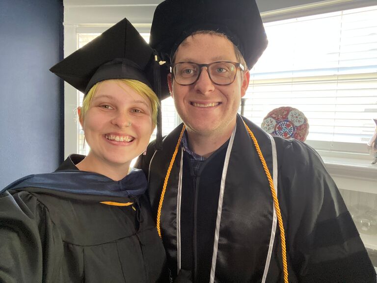 Cassidy's Master's graduation and Noah's Doctorate graduation