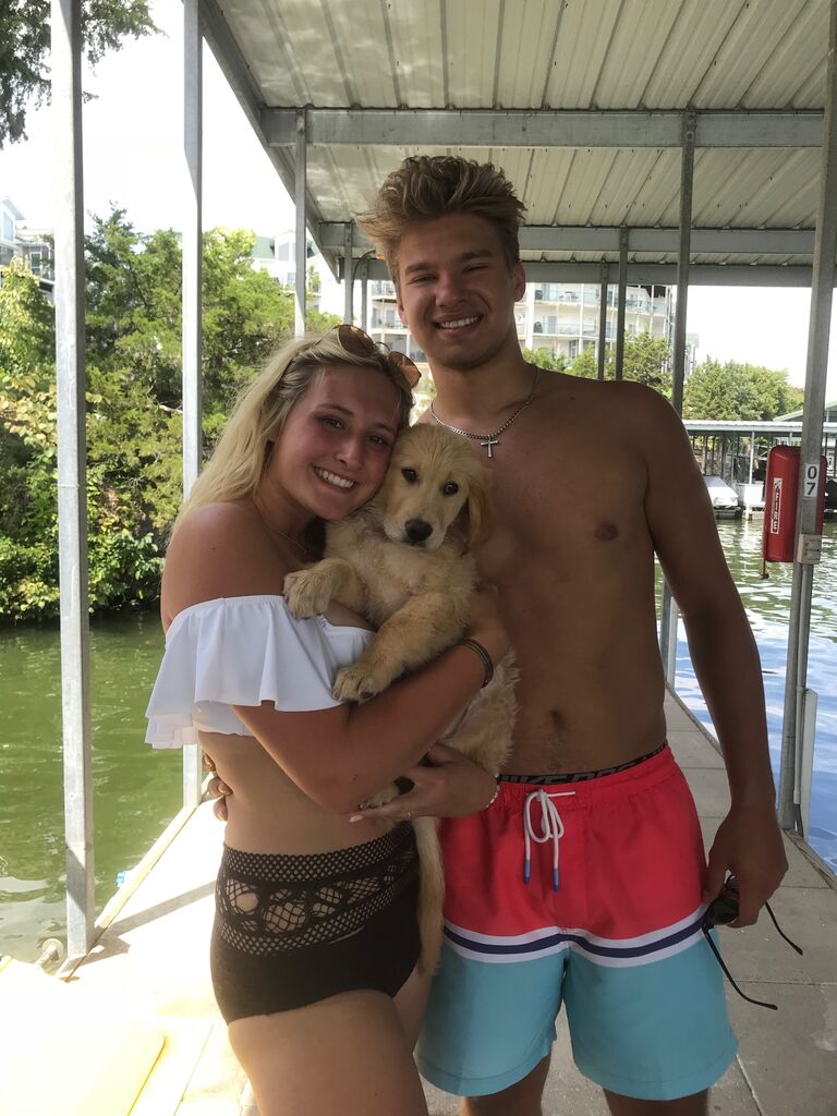  Logan and Lexi got a puppy and named him Samson. 