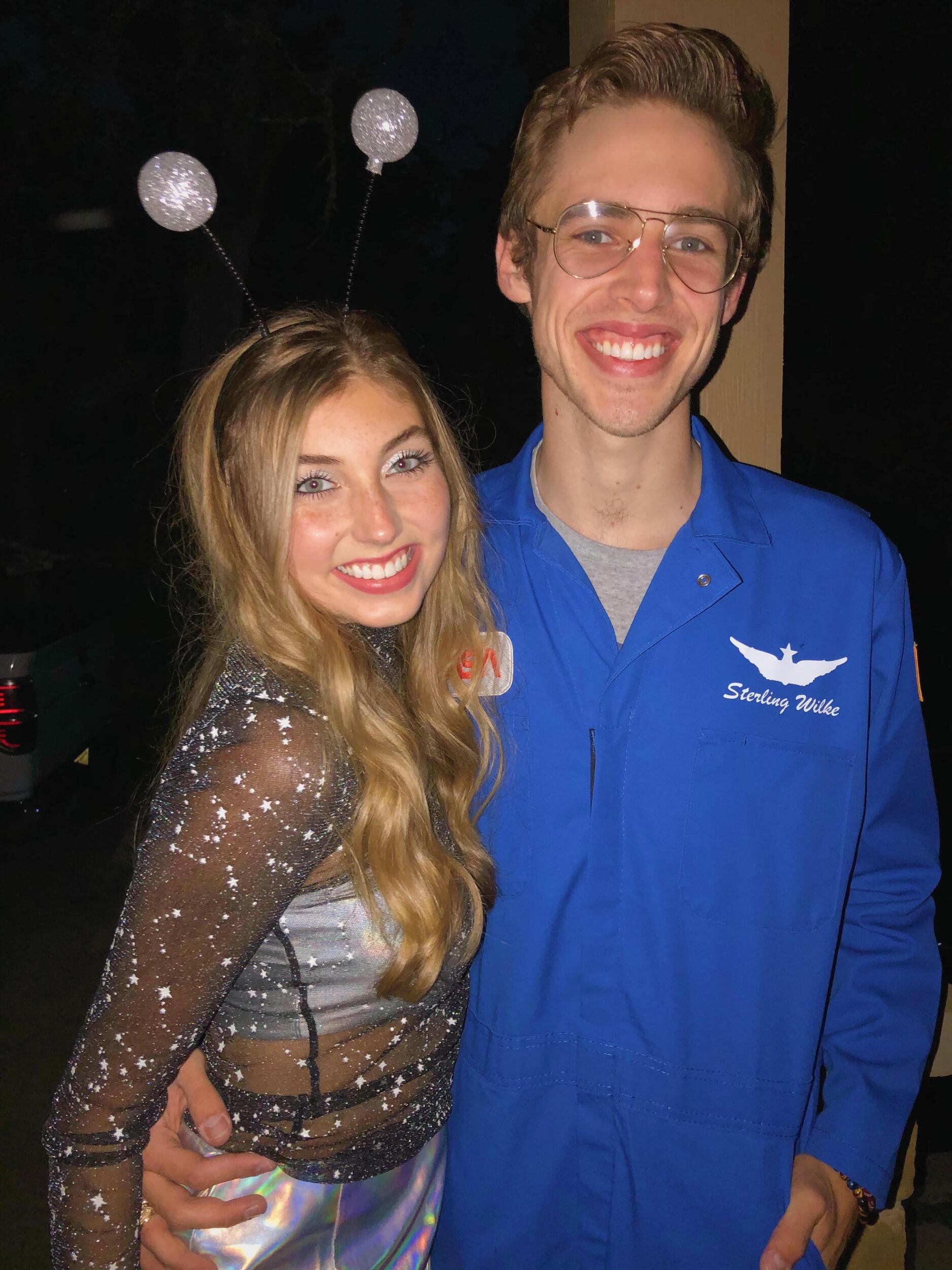 Brock as an Astronaut and Maddie as an Alien.