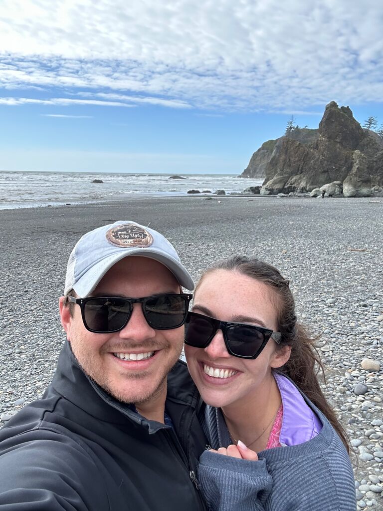 The newly engaged couple celebrating on the West Coast, not know their wedding would be exactly 1 year away!