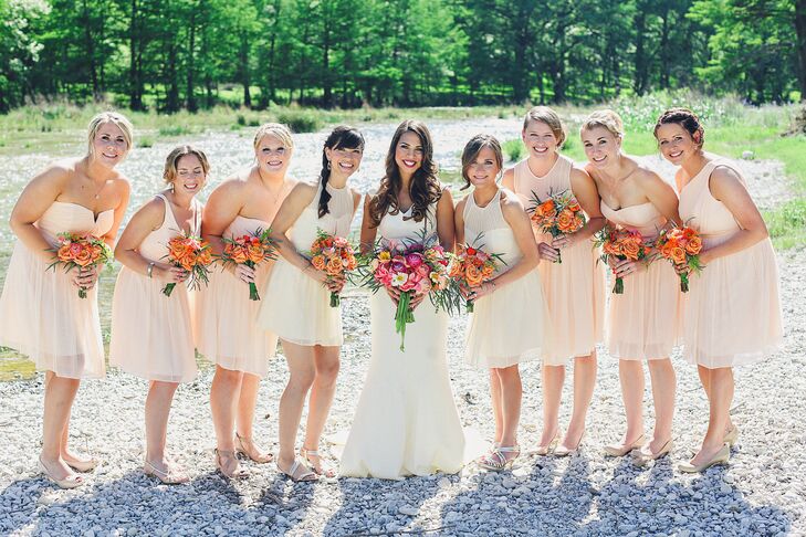 short ivory bridesmaid dresses