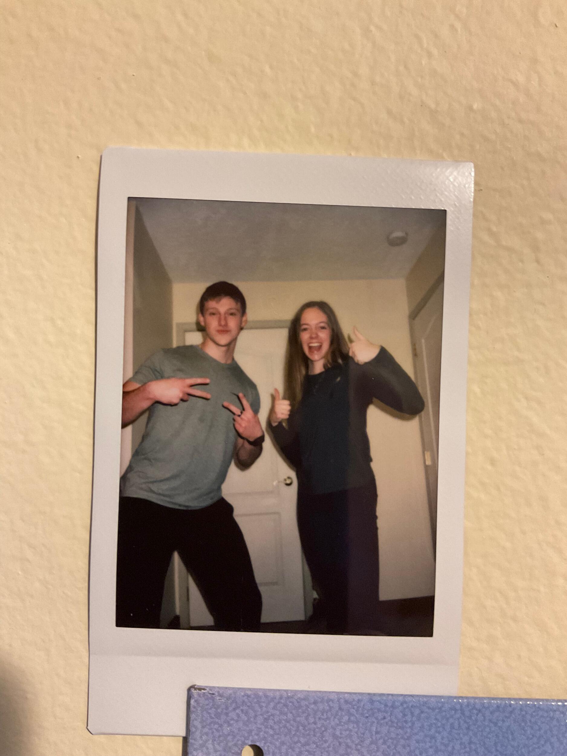 Silas used to give Emily rides home because she got off work late and he didn't want me to walk in the dark—so sweet! This Polaroid was taken after he dropped me off one time and Emily hung it up in her room. 