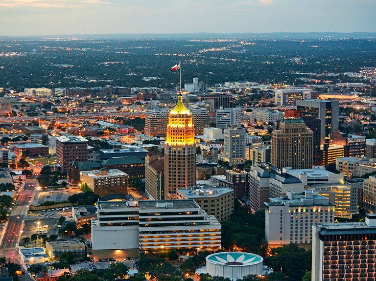 An aerial view of San Antonio, TX.