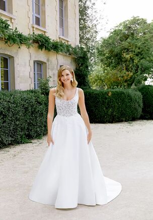 Satin A Line with Lace and Sequin Tulle Bodice