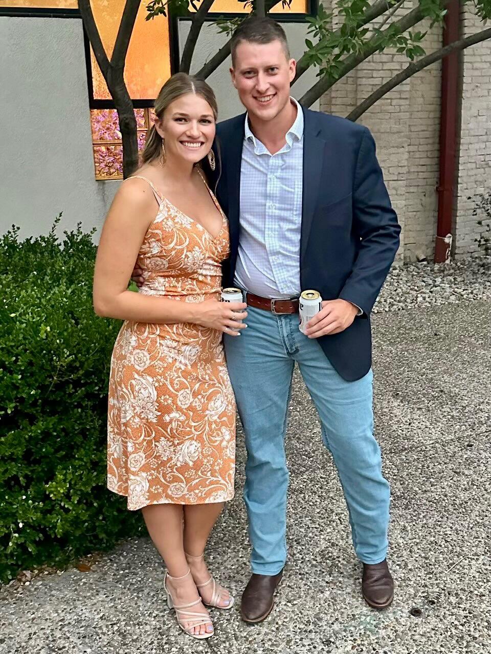 Our second date! We ran into Chase’s friends leaving a rehearsal dinner the night before (on our first date) where Chase was reminded he had a plus one for the wedding the following day. With less than a half day’s notice, I accepted the invite to the wedding and the rest was history!