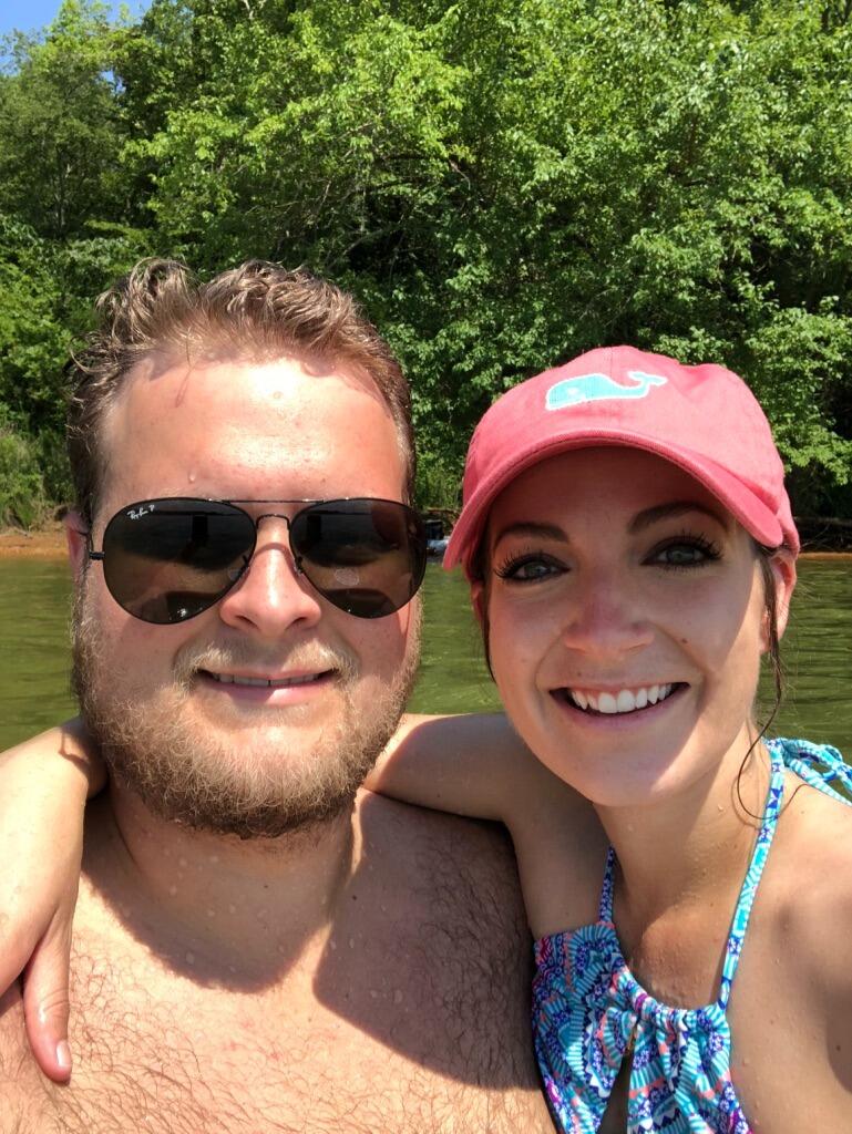 After our first date, we were inseparable. Our favorite summer activity is taking Brad's kayak to Percy Priest Lake and paddling over to an island to have a picnic and swim