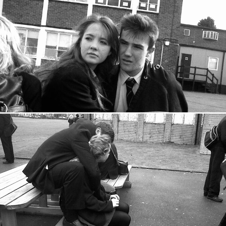 Ellen and Tyler met at school after their love for drama class put them in the same classes for GCSE's. Both said it was love at first sight, although, Ellen denied it to all her friends at first, despite being captured like this in photos by friends before they became 'official'... 