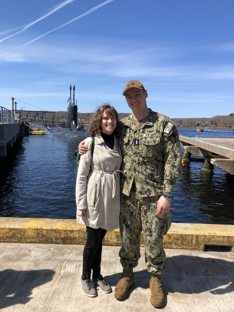 Ashling surprising Christian after he returned from his first underway in Groton, CT.