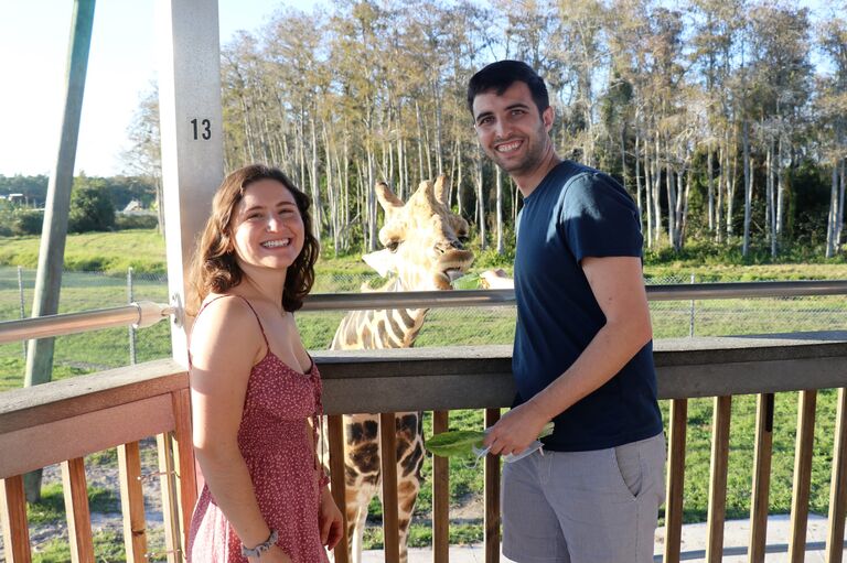 Feeding a giraffe at Lion Country Safari