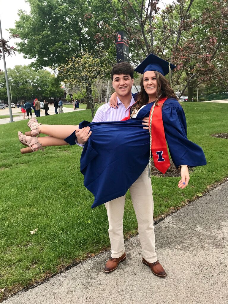 Shortly after they started dating, Alison graduated from undergraduate at UIUC but lucky for Peter she was returning for graduate school during his senior year