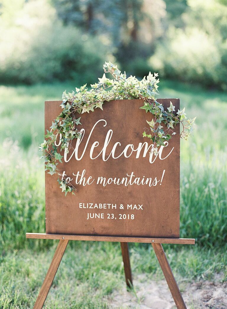 Calligraphed wood welcome sign