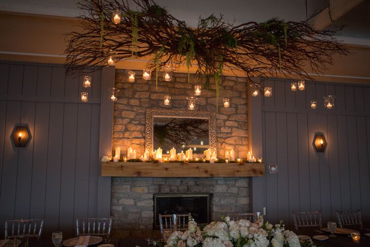 Mantel Wedding Decor With Hanging Candles