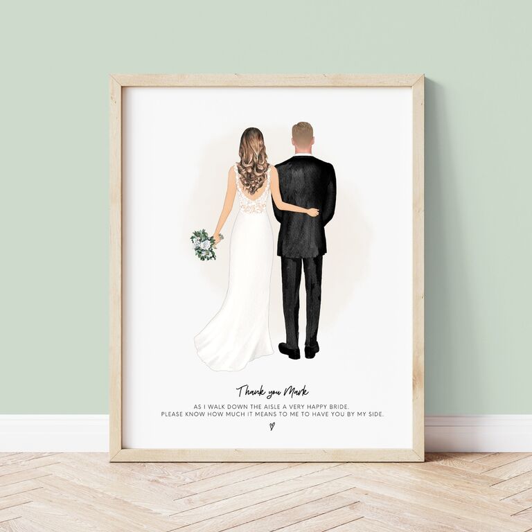 Custom illustration of bride and bridesman