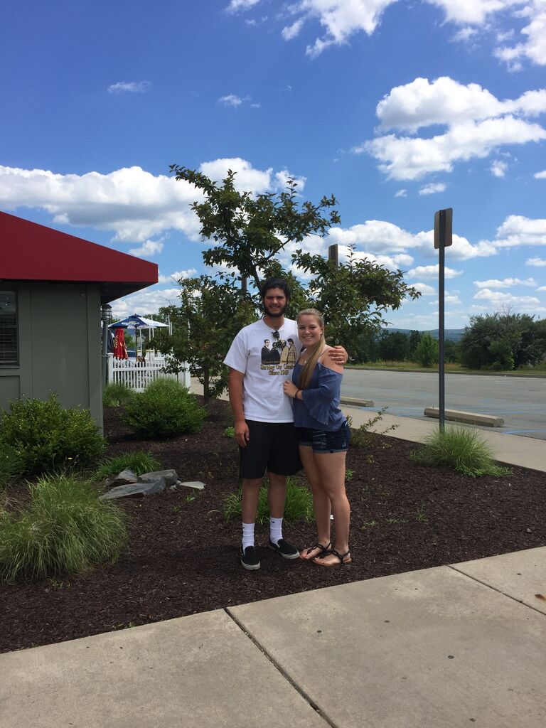 1 month later...Julia went to visit Mitch in his home town to meet his parents for the first time! This is one of the couple's first picture together. 