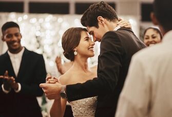 Happy couple during their first dance