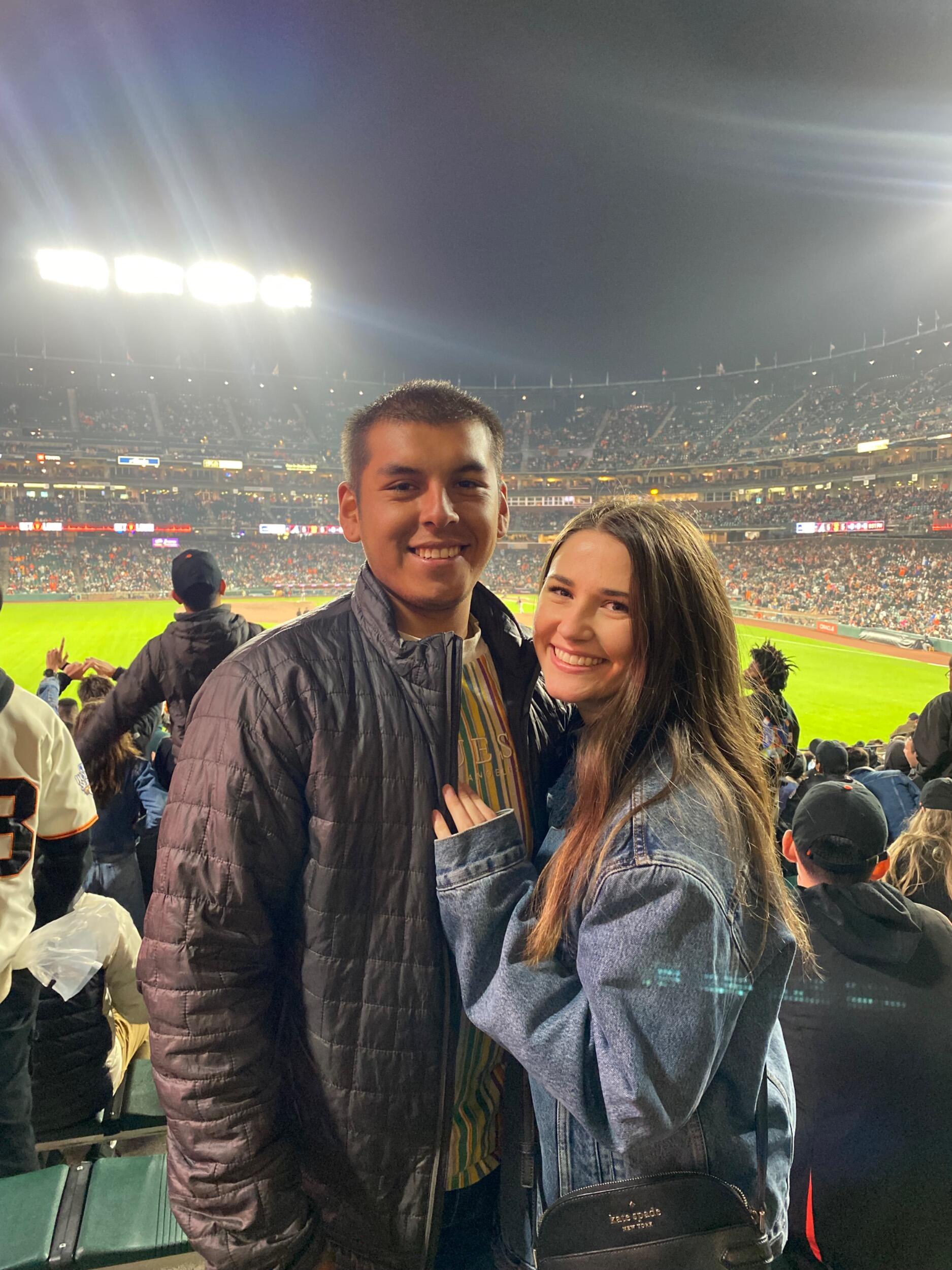 One of our first baseball games together in the City