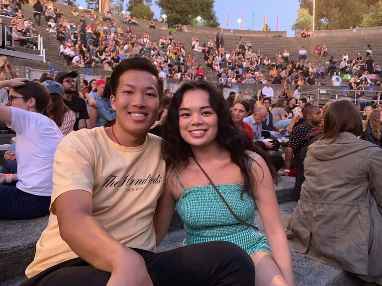 At the start of junior year, I asked Meagan to go to a Maggie Rogers concert with me. We decided to get boba then walk over to the Greek Theater together afterwards. I'll never forget the moment I saw her walking up Durant towards me. She looked so gorgeous. It was like I was seeing her for the very first time again. That was when I knew I had fallen in love. A few weeks later, I asked her to be my girlfriend.
