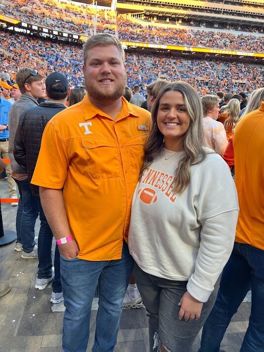 Tennessee game on the field. Drews most prized possession
