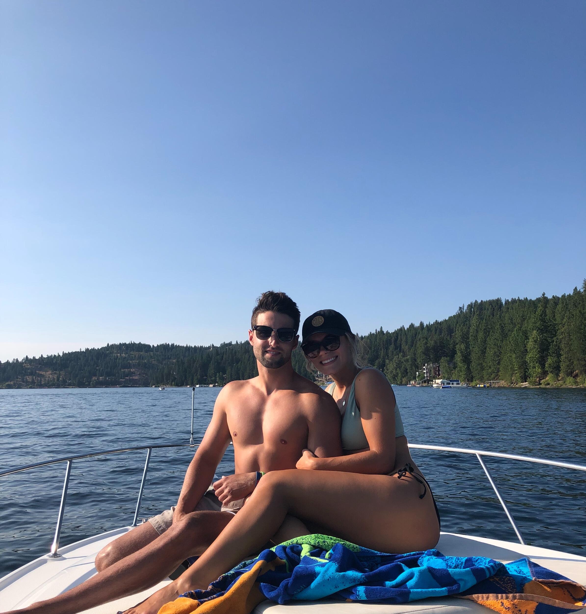 Kendall's first time on Dray's family's boat on Lake Coeur d'Alene, Idaho!
