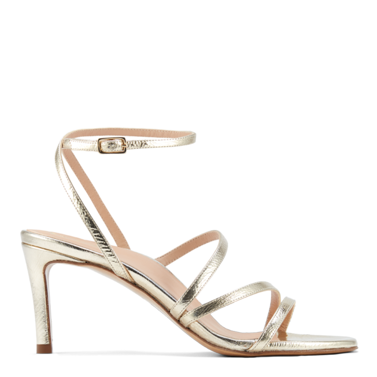 Gold metallic strappy stiletto heels