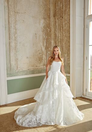 Organza Jacquard Ballgown with Asymmetrical Tiered Ruffled Skirt