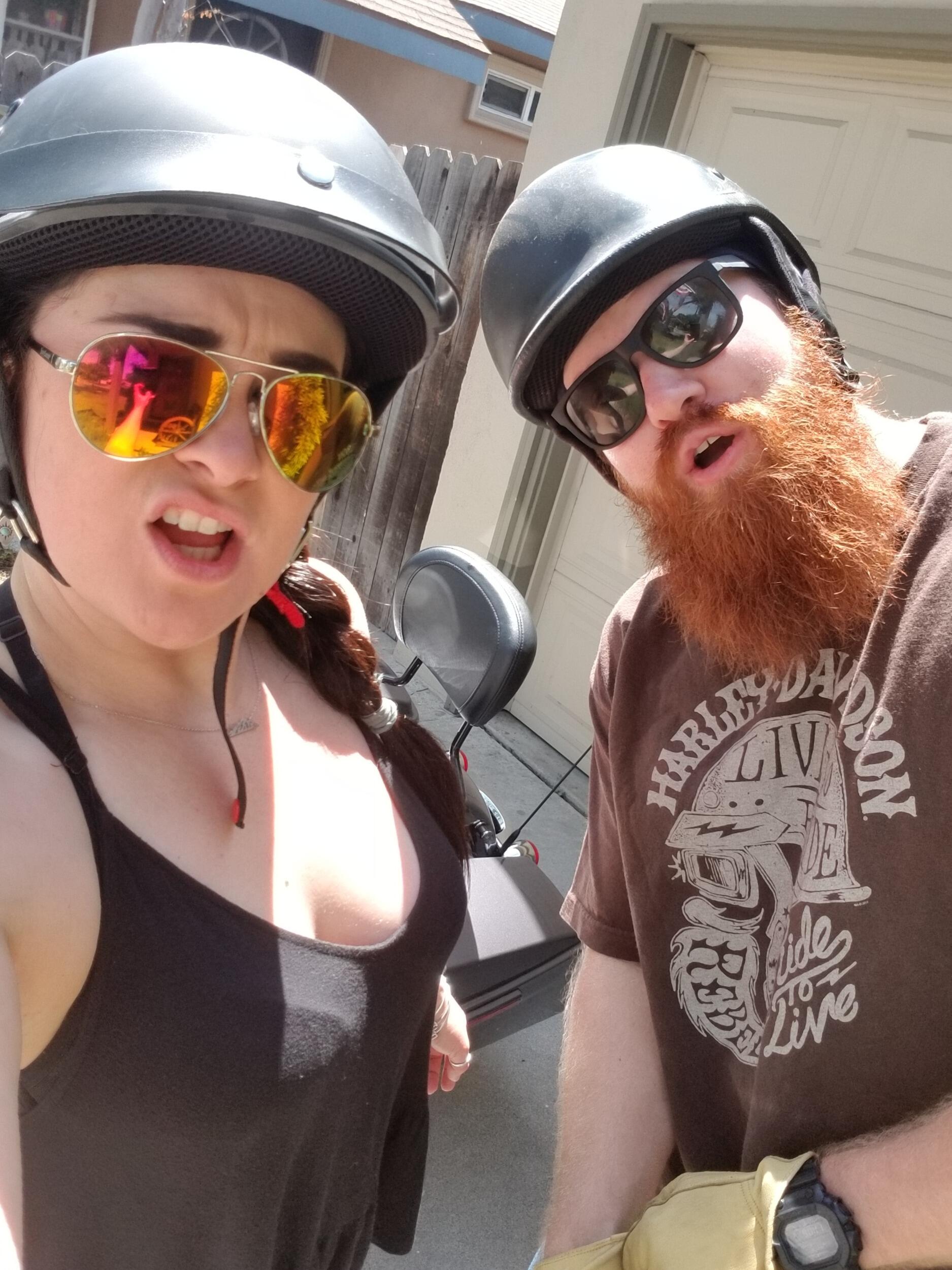 Just the casual ride on the Harley.
