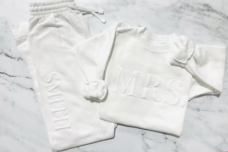 personalized embossed crewneck and jogger set