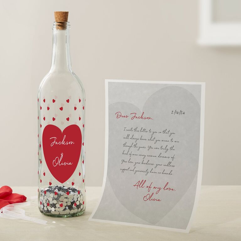 Personalized Valentine's love letter in a bottle gift