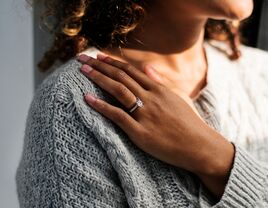 woman wearing engagement ring