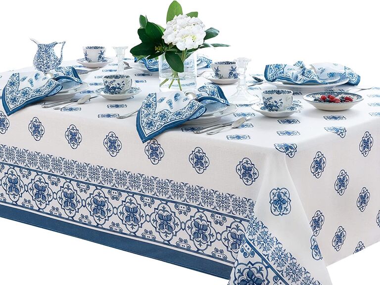Mediterranean Tile Tablecloth from Amazon for your Mamma Mia bach party