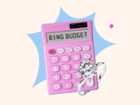 calculator graphic with engagement ring