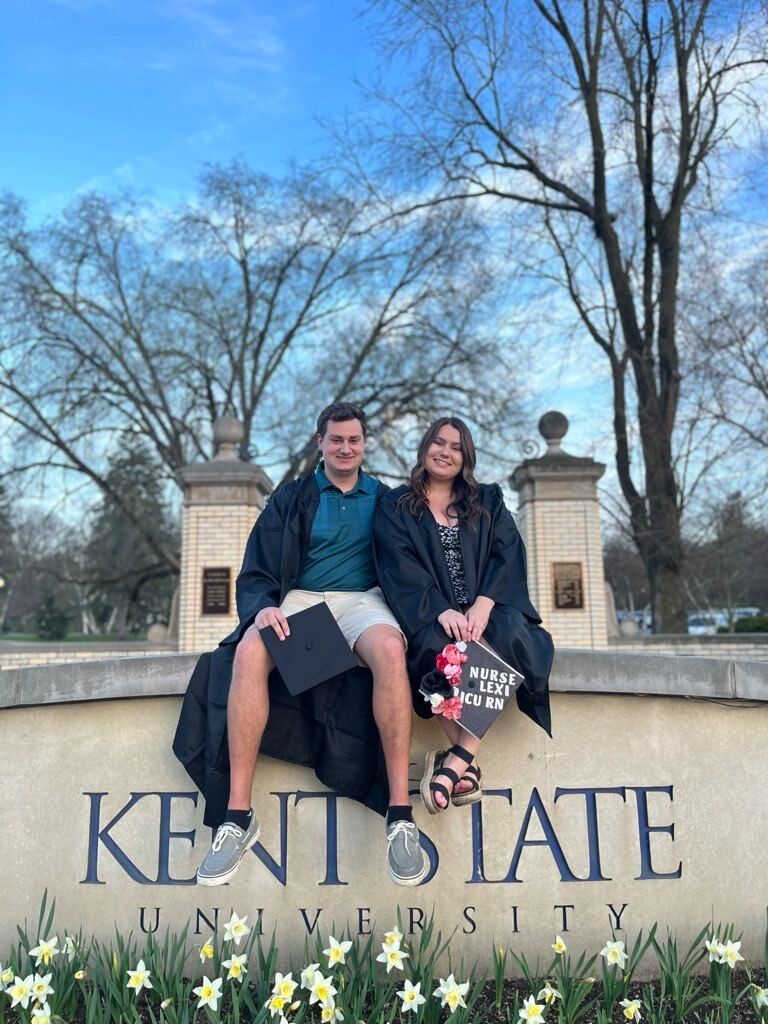 We both Graduated from Kent State University. Lexi graduated with a Bachelor's Degree in Nursing and David graduated with a Bachelor's Degree in Digital Sciences. We moved in to our first apartment together shortly after.