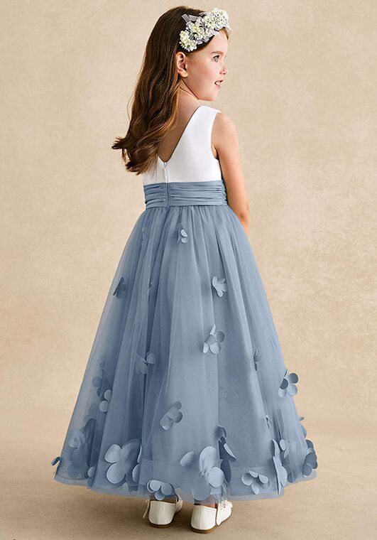 Azazie Azazie Vi Tulle in Dusty Blue Flower Girl Dress and Ring
