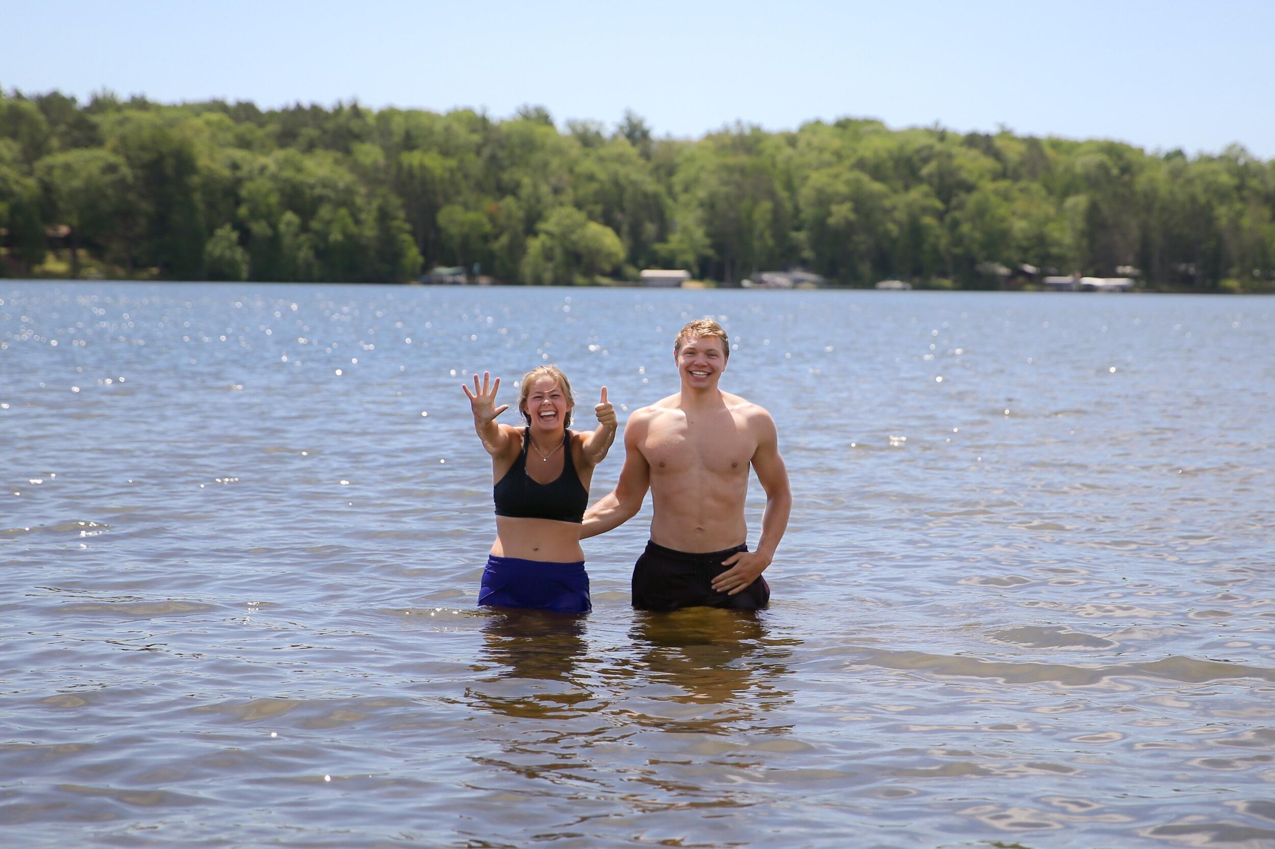 The beginning of marathon training in Hayward. A celebratory jump in the lake for Hannah's longest run yet, 6 miles! Good thing she had Riley cheering her along every step of the way or she certainly would have succumbed to her tears.