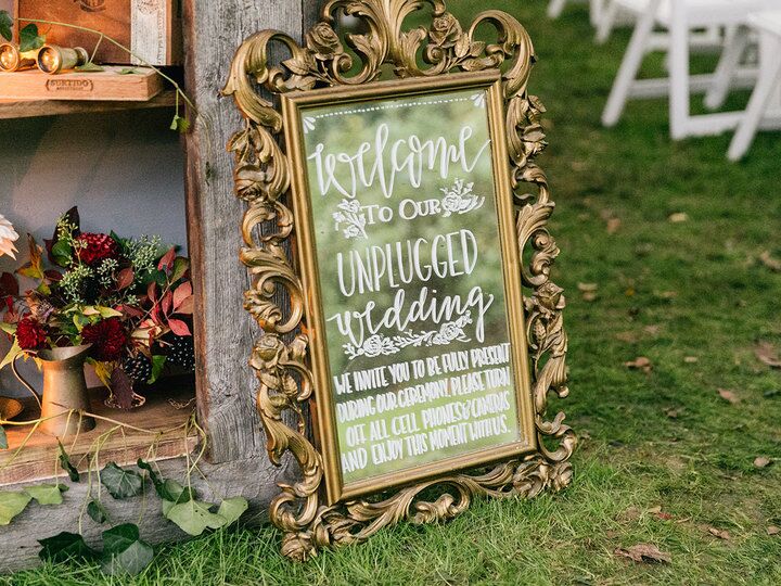 Unplugged wedding ceremony sign