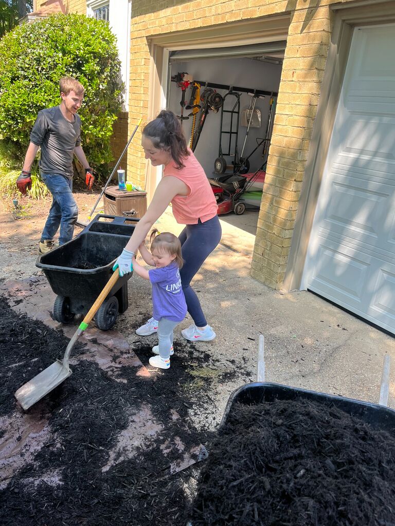 Doing yard work with our favorite niece!