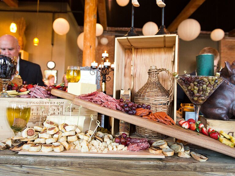 French-inspired grazing table at wedding
