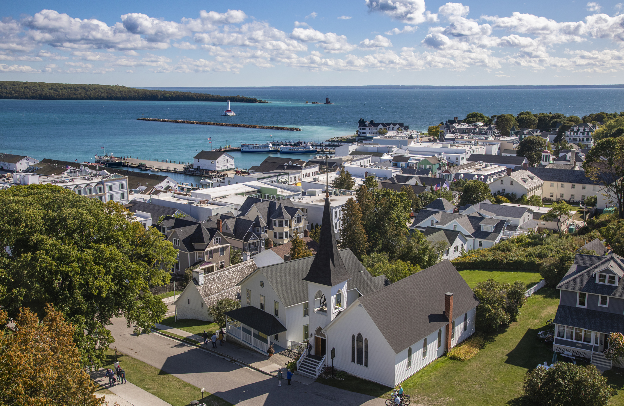 Aerial view of Mackinac Island, Michigan