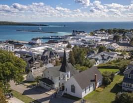 Aerial view of Mackinac Island, Michigan