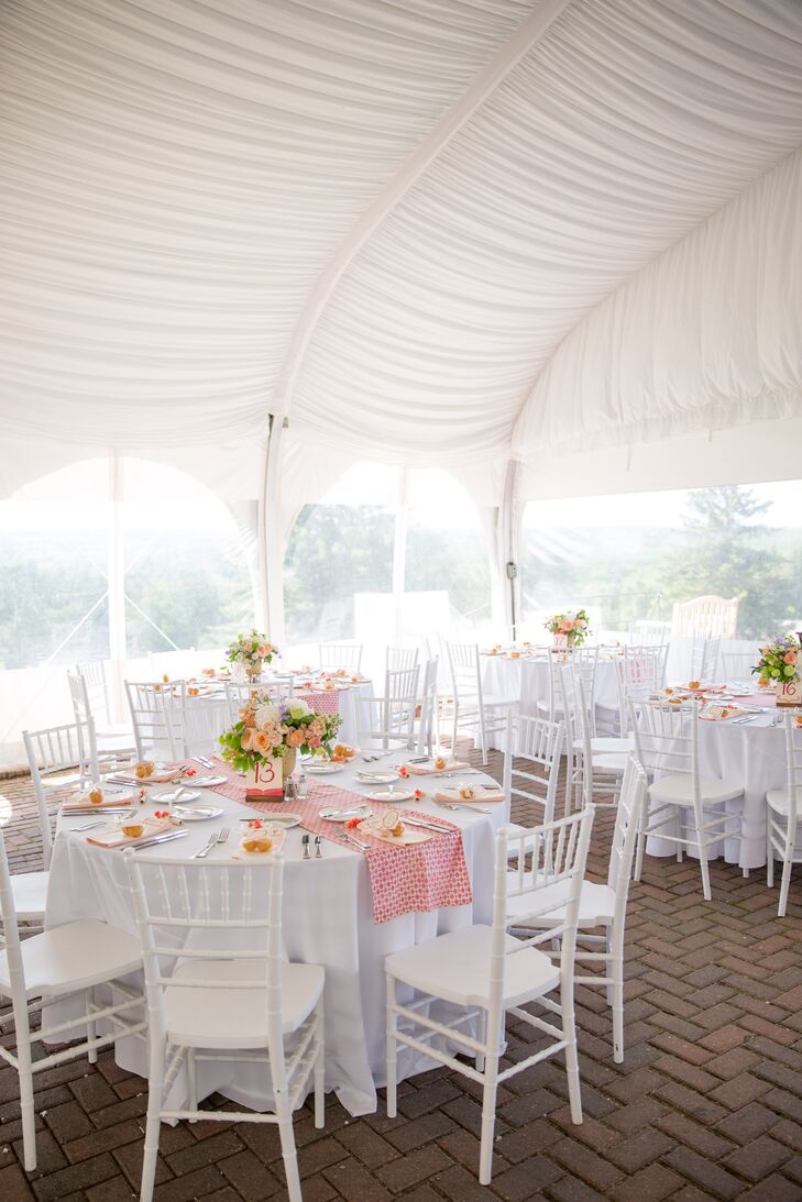 White Linen Draped Tented Wedding Reception