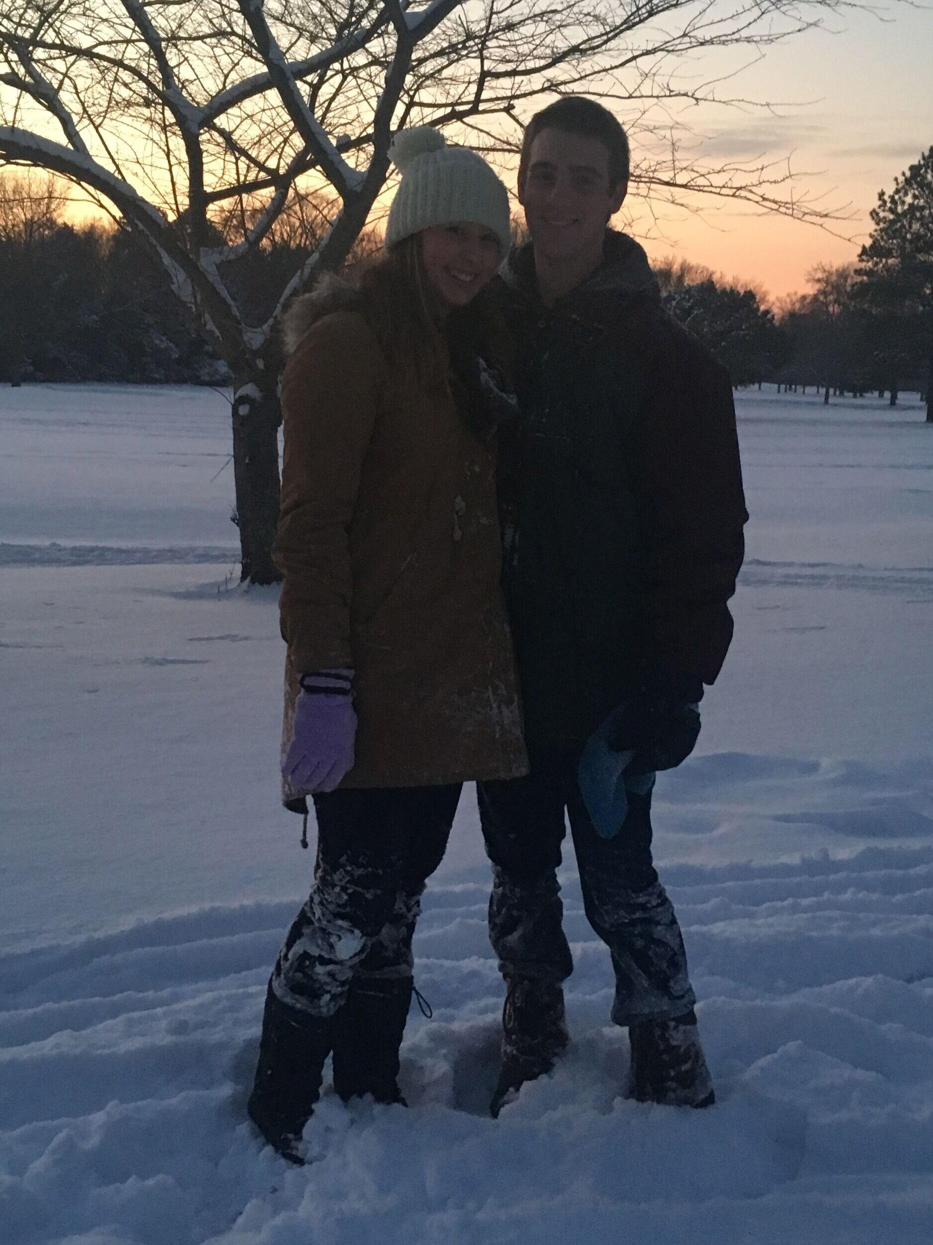 Just a few short weeks later, thanks to a road trip and an unexpected blizzard, Aaron found his way to Rosie's hometown of Leonardtown, Maryland. He met Rosie's parents and her sister Lizzie, went sledding, and got his first look at the beautiful area where we would eventually get married.