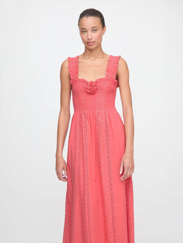 Hill House Home summer coral bridal shower guest dress