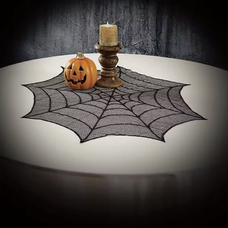 Black Spider Web Halloween Bridal Shower Table Cover 