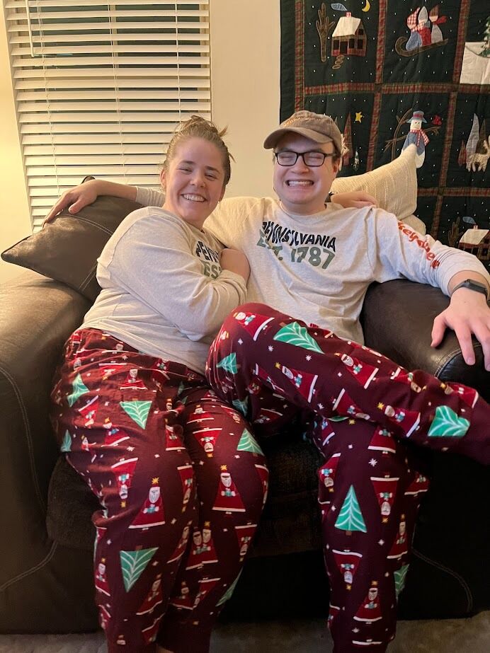 Caleb joins the Phillips Family tradition of matching Christmas jammies! 