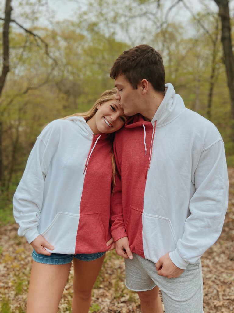 We spent many hours during quarantine in Max's basement sewing our HalfnHalf t-shirts and sweatshirts! We made quite the little business out of these!