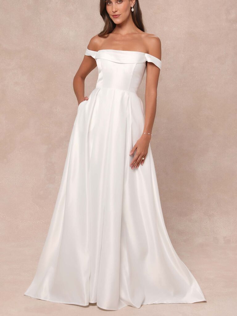 Lulus Extraordinary off-the-shoulder maxi dress with pockets