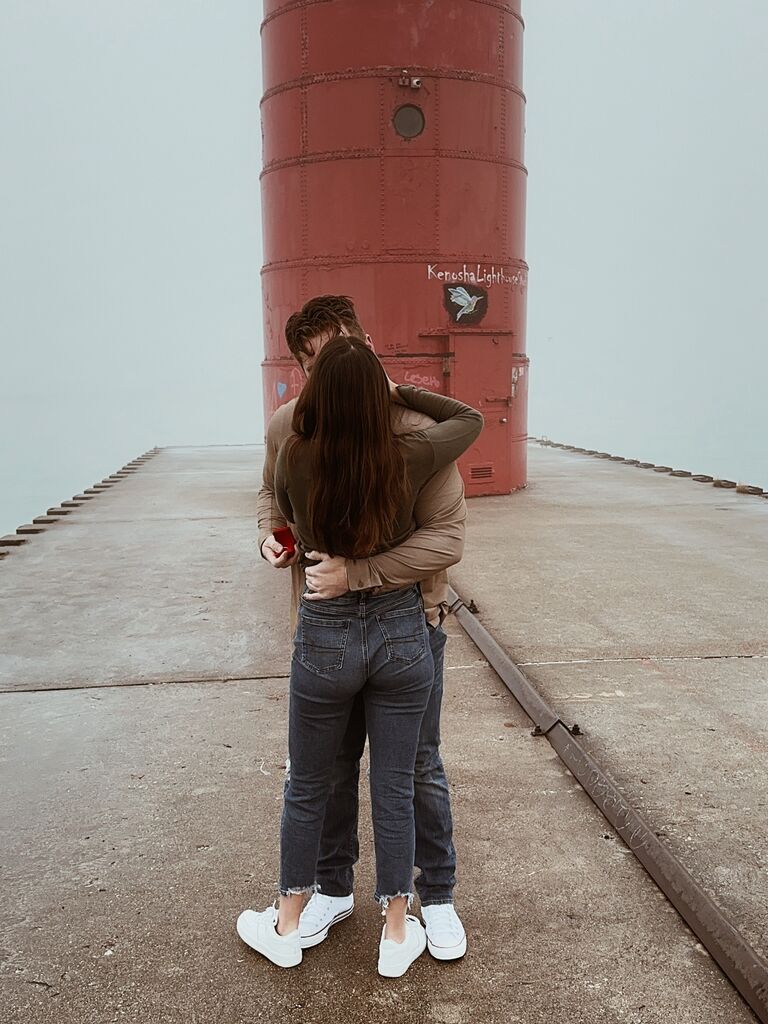 Jon and Katie got engaged at Katie's favorite place, Lake Michigan in Kenosha.