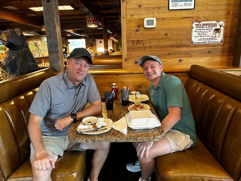 While Kate was getting ready for her friend Abby's wedding, Scott and I grabbed lunch after a round of golf at Humboldt Country Club. I asked him for permission to marry Kate, and he said yes!