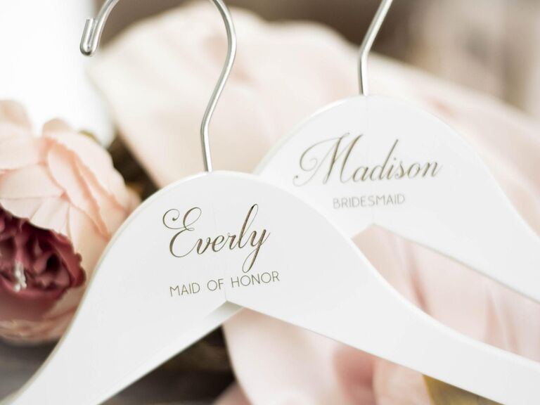 Personalized wooden hanger maid of honor gift